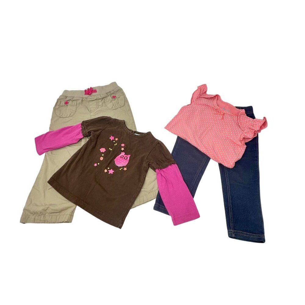 Toddler Girls Outfits ‎ -  2 pants, 1 Shirt, 1 Body Suit - Sizes 24 M and 2T